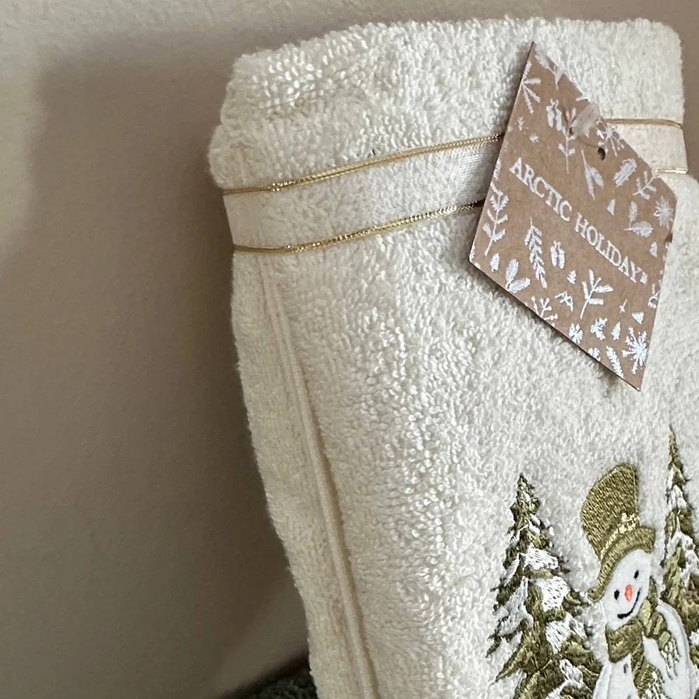 Arctic Holiday Festive Snowman ⛄️ Hand Towels Set of 2 NEW!